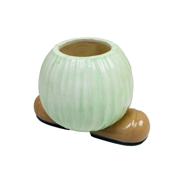 Vintage Ceramic Pumpkin Head Planter With Feet Whimsical Decor Cottagecore - Picture 4 of 6